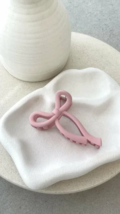 Matte Bow Claw Clip - Pink