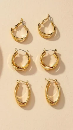 Maya Twist Earrings Set - Gold