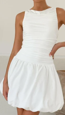 Meera Boat Neck Mini Dress - White