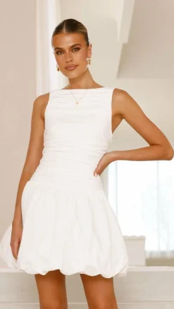 Meera Boat Neck Mini Dress - White