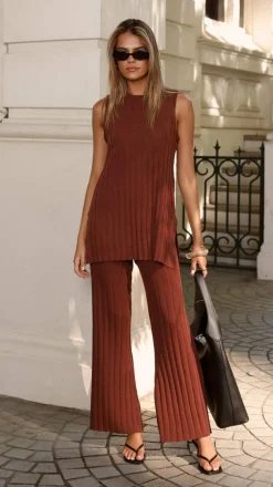 Megan Knit Pants - Chocolate