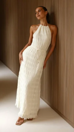 Melanie Halter Neck Maxi Dress - Cream