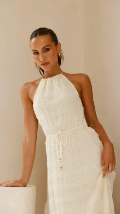 Melanie Halter Neck Maxi Dress - Cream