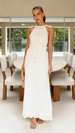 Melanie Halter Neck Maxi Dress - Cream