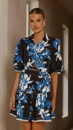 Michelle Mini Dress - Black / Blue