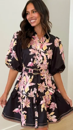 Michelle Mini Dress - Black / Pink