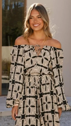 Mikky Off Shoulder Top - Cortana Print