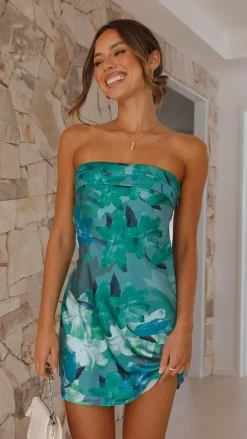 Miya Mini Dress - Green Print