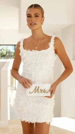 Mrs. Pearla Clutch - White/Gold