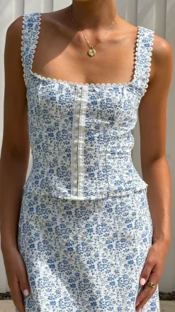 Mylah Top - Blue Floral