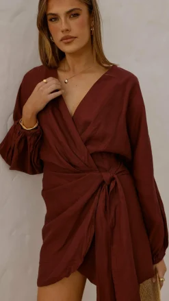 Myra Long Sleeve Mini Dress - Chocolate