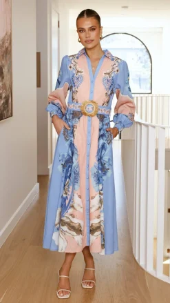 Naliah Long Sleeve Maxi Dress - Willow Blue