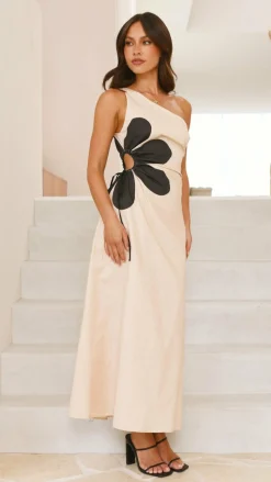 Nancia Maxi Dress - Beige / Black