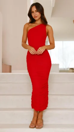 Natalia Midi Dress - Red