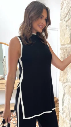 Newport Top - Black/White