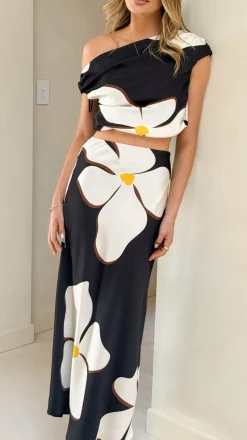 Nicole Maxi Skirt - Fiore Bianco