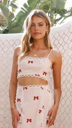 Nova Crop Top - Red Bow