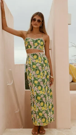 Nova Maxi Skirt - Lemon Print