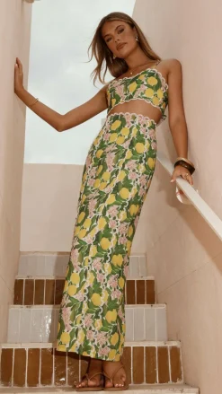 Nova Maxi Skirt - Lemon Print