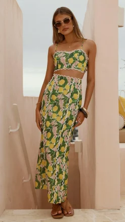 Nova Maxi Skirt - Lemon Print