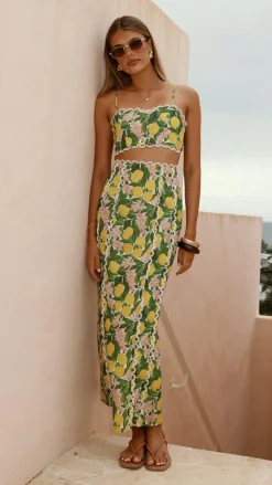 Nova Maxi Skirt - Lemon Print