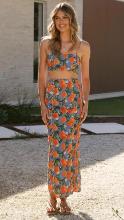 Nova Maxi Skirt - Orange Print