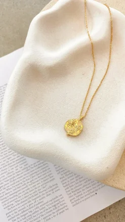 Ocean Coin Charm Necklace - Gold