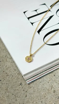 October Birthstone Necklace - Rose Quartz