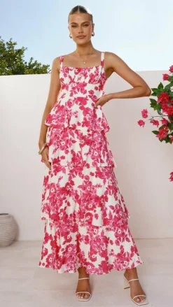 Odilia Maxi Dress - Pink/White Floral