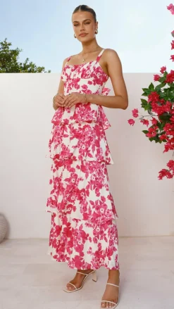 Odilia Maxi Dress - Pink/White Floral