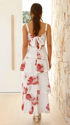 Odilia Maxi Dress - White/Pink Floral
