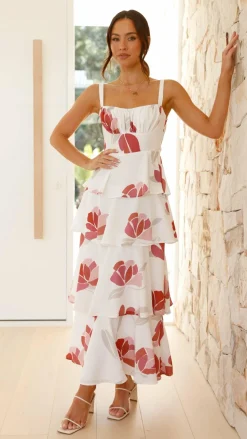Odilia Maxi Dress - White/Pink Floral