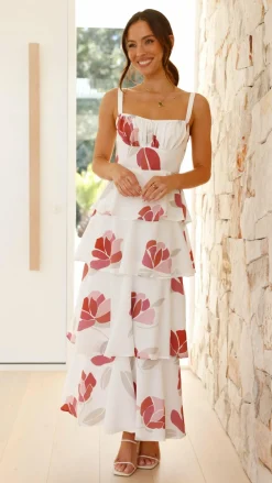 Odilia Maxi Dress - White/Pink Floral