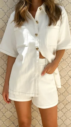 Olivia Shirt and Shorts Set - White