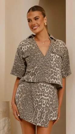 Olivia Top and Skort Set - Leopard Print