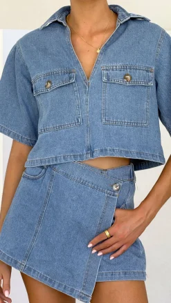 Olivia Top and Skort Set - Light Denim