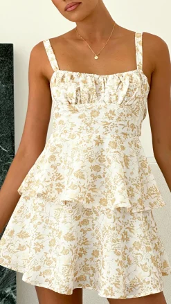 Page Mini Dress - Yellow Floral