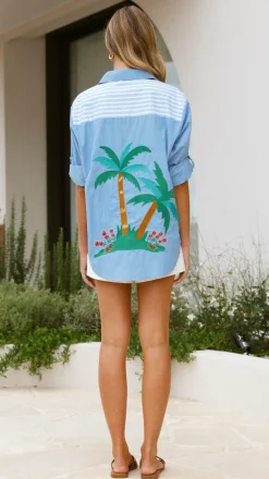 Palm Button Up Shirt - Blue