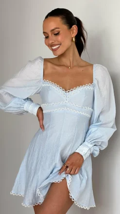 Palmer Long Sleeve Mini Dress - Blue