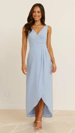 Pamela V Neck Maxi Dress - Blue