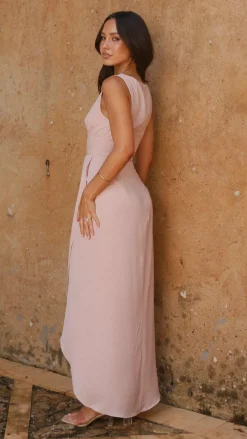 Pamela V Neck Maxi Dress - Dusty Pink
