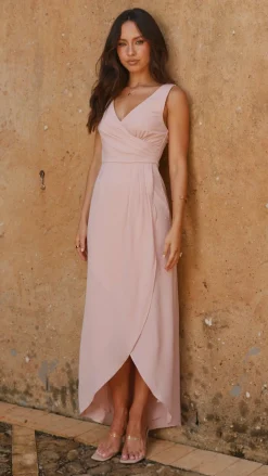 Pamela V Neck Maxi Dress - Dusty Pink