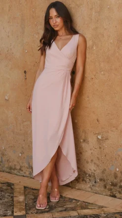 Pamela V Neck Maxi Dress - Dusty Pink