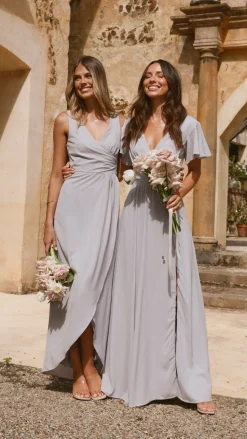 Pamela V Neck Maxi Dress - Silver