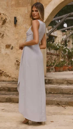 Pamela V Neck Maxi Dress - Silver