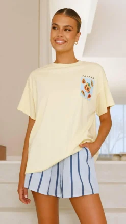 Papaya Top and Shorts Set - Yellow/Blue