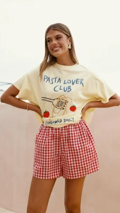 Pasta Lover Top and Shorts Set - Yellow/Red