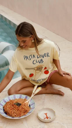Pasta Lover Top and Shorts Set - Yellow/Red