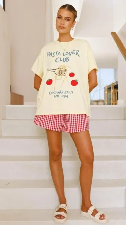 Pasta Lover Top and Shorts Set - Yellow/Red