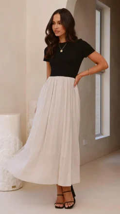 Portia Maxi Dress - Black / Cream